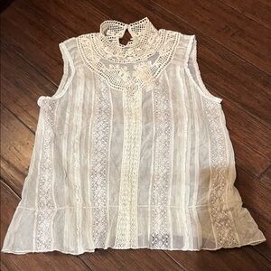 Anthropologie TINY crochet lace mock neck blouse